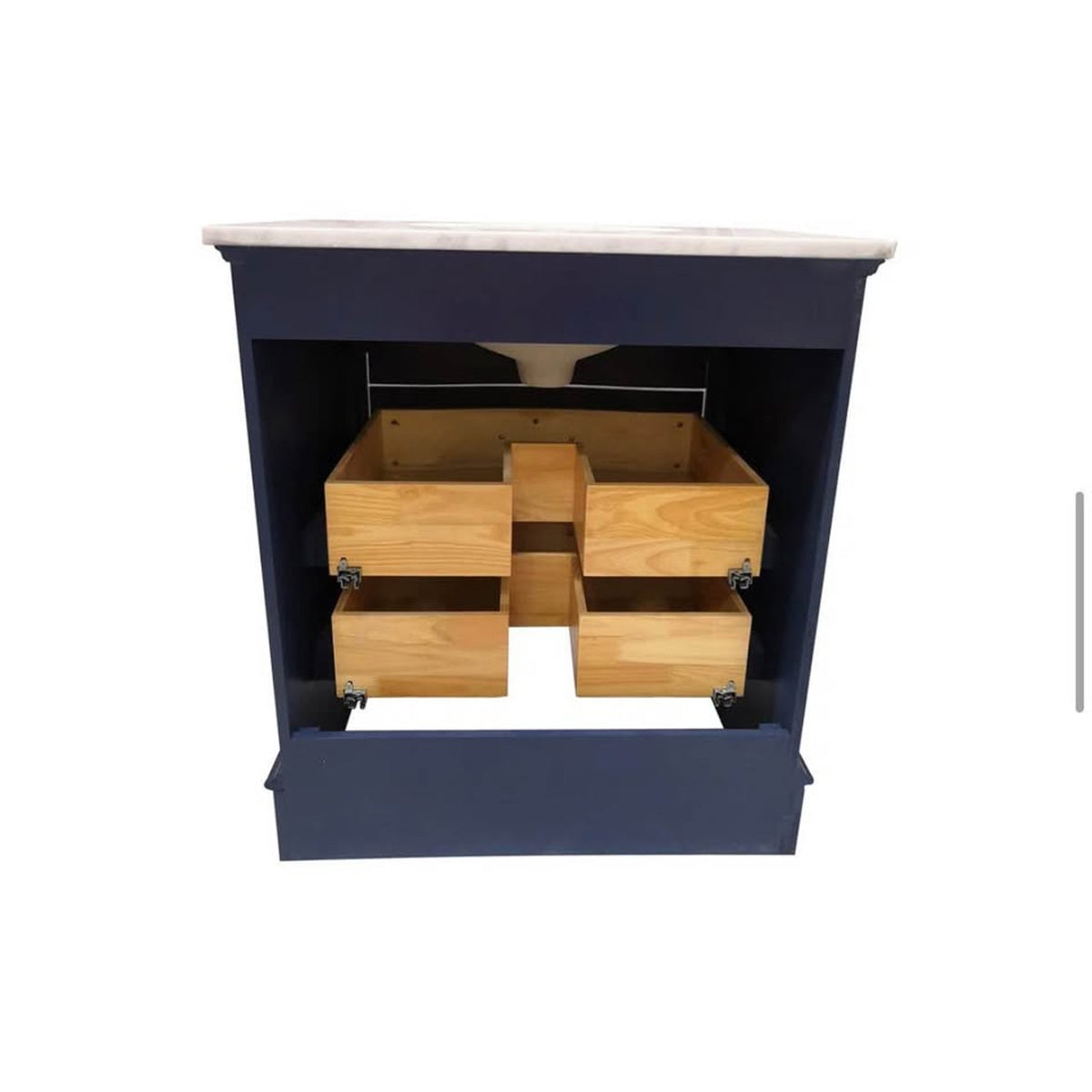 New 30” Navy Blue Bathroom Vanity – Carrara Marble Top – Retail $1,410 – Delivery Available