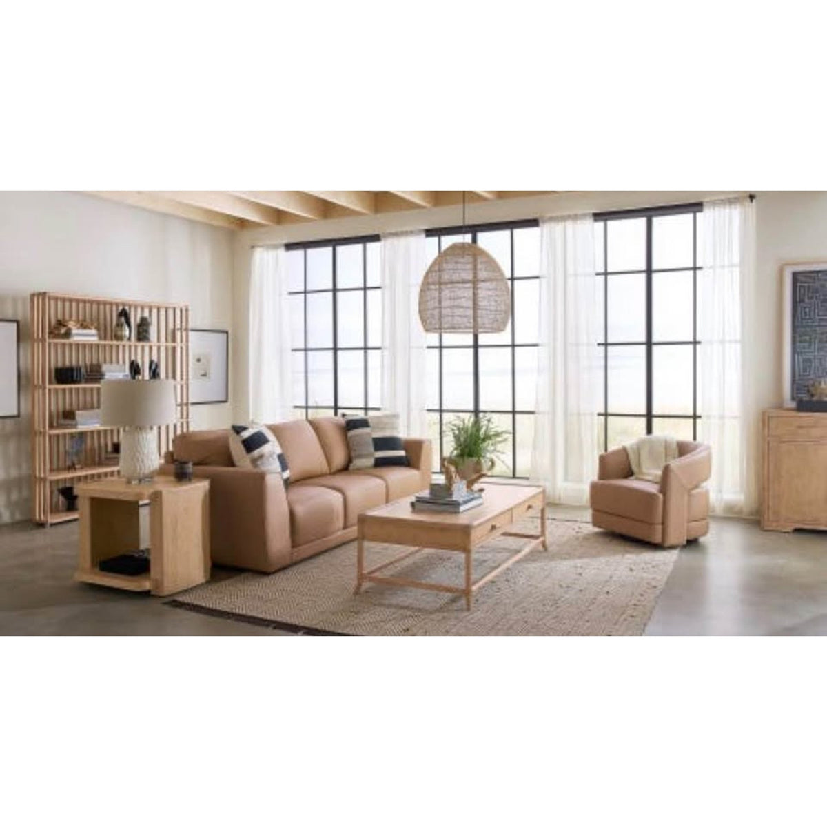 New Hooker Furniture Retreat 59” Pole Rattan Coffee Table – New Open Box