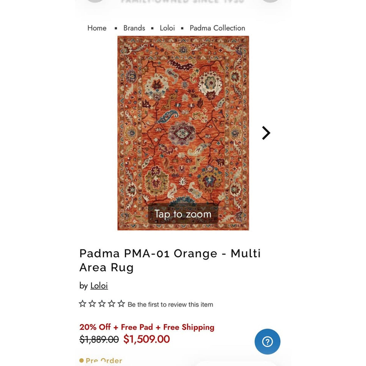 New Loloi Padma 9’3” × 13’ Wool Area Rug – New Open Box - Delivery Available