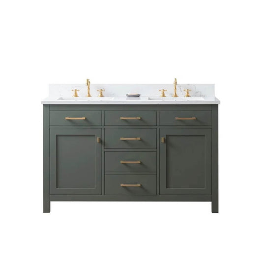 Brand New 54” Double Vanity Green Base & Carrera Top - $2080 Retail - Open Box - Delivery Available