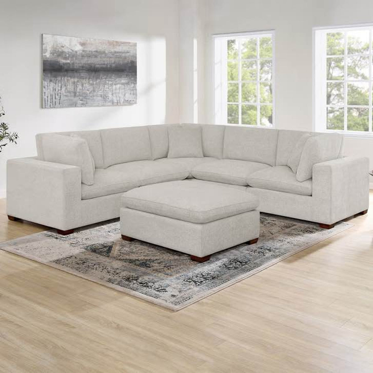 New open-box Thomasville Lowell 6-Piece Modular Sectional in Light Gray - Delivery Available