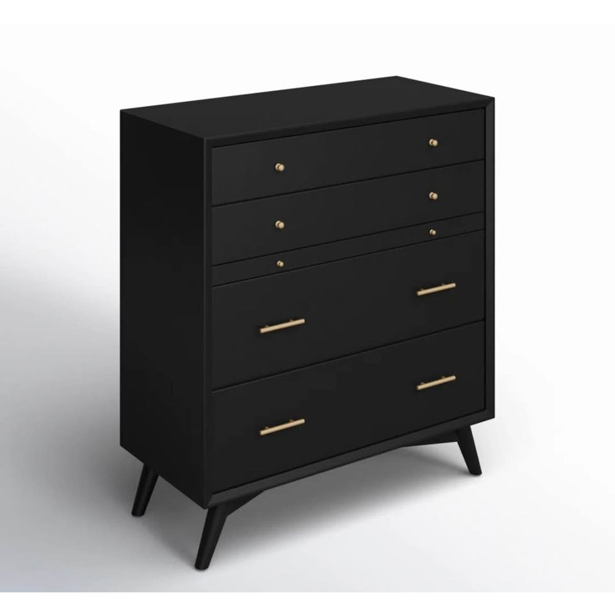 New All modern 38” Black Solid Wood 4-Drawer Chest – $1,149 Retail – Open Box - Delivery Available