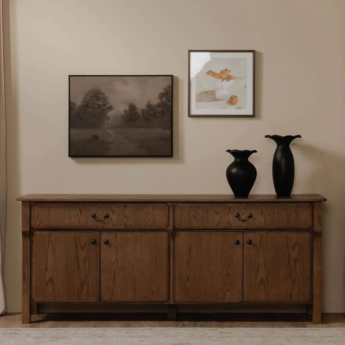 New Moe’s Home Collection Caroline 78.5” Solid Oak Sideboard – $3,610 Retail – Open Box - Delivery