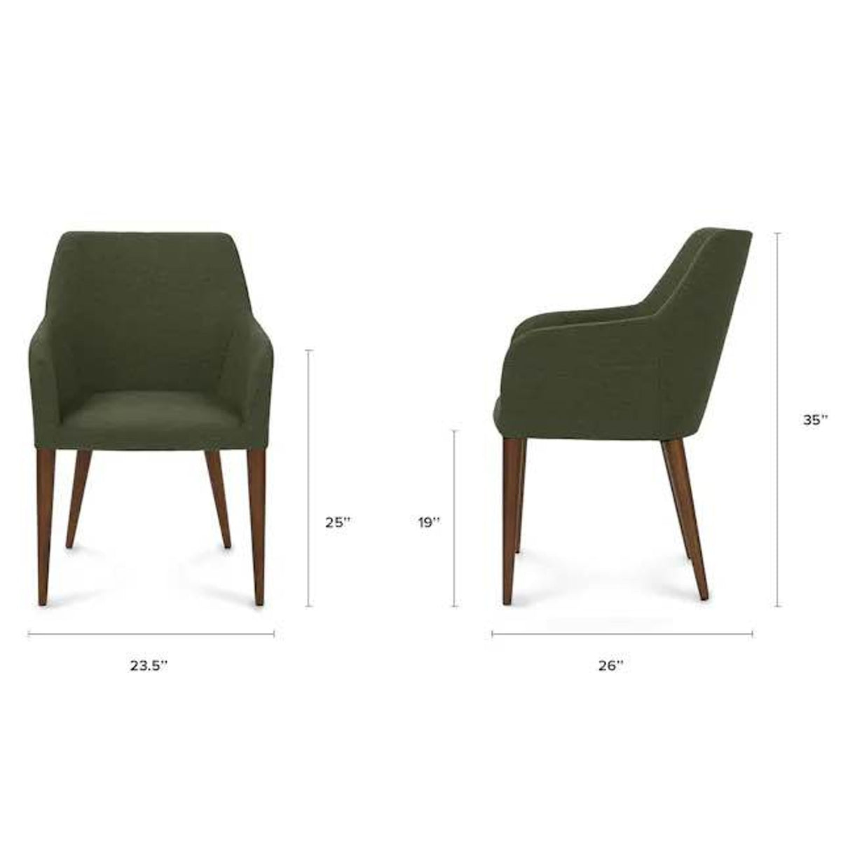 Article | Set of 4 Upholstered Dining Chairs with Arms | Feast - Vine Green | Delivery Available