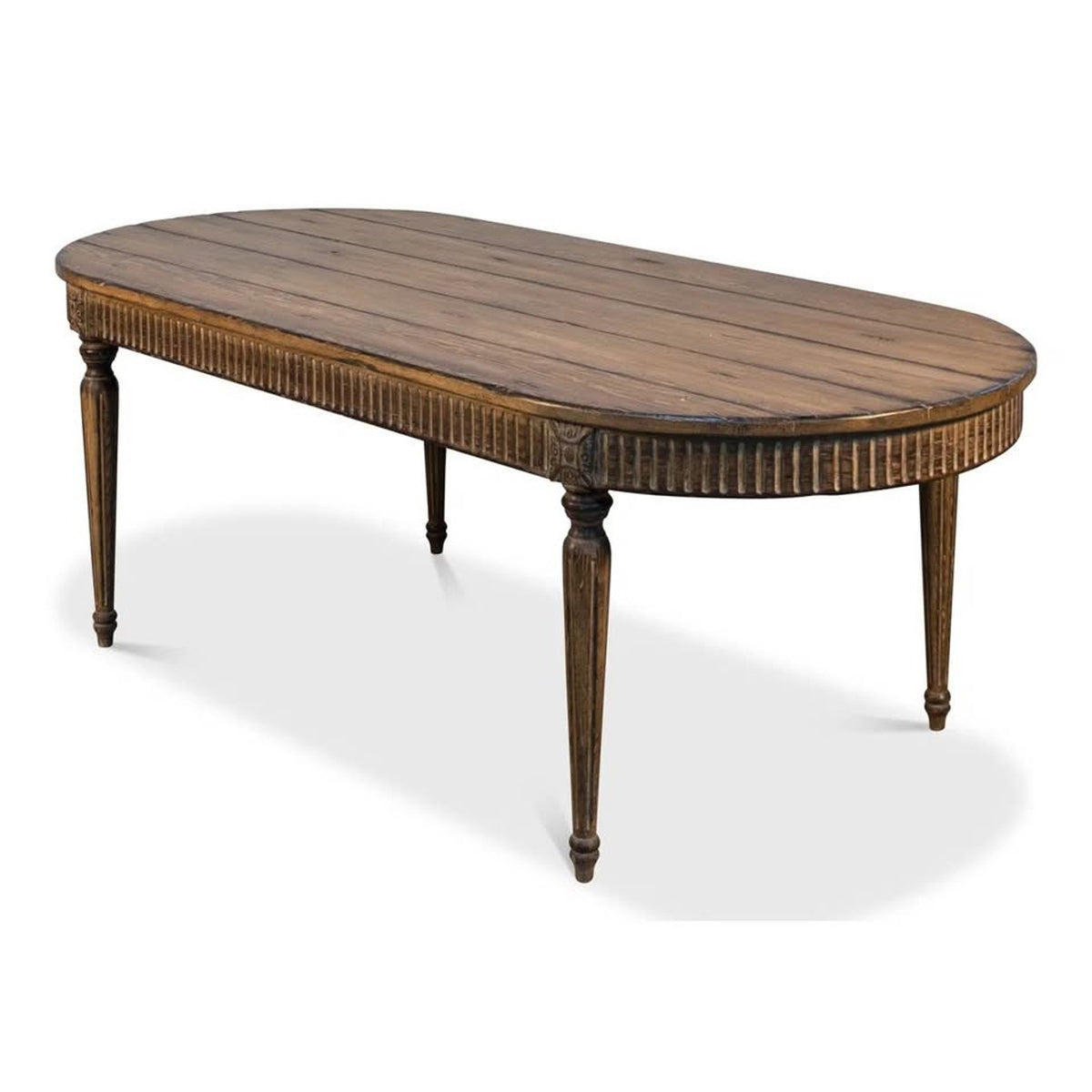 Sarreid Solid Pine Oval Dining Table | Farmhouse Pedestal Table $4k Retail - Open Box Delivery Avail