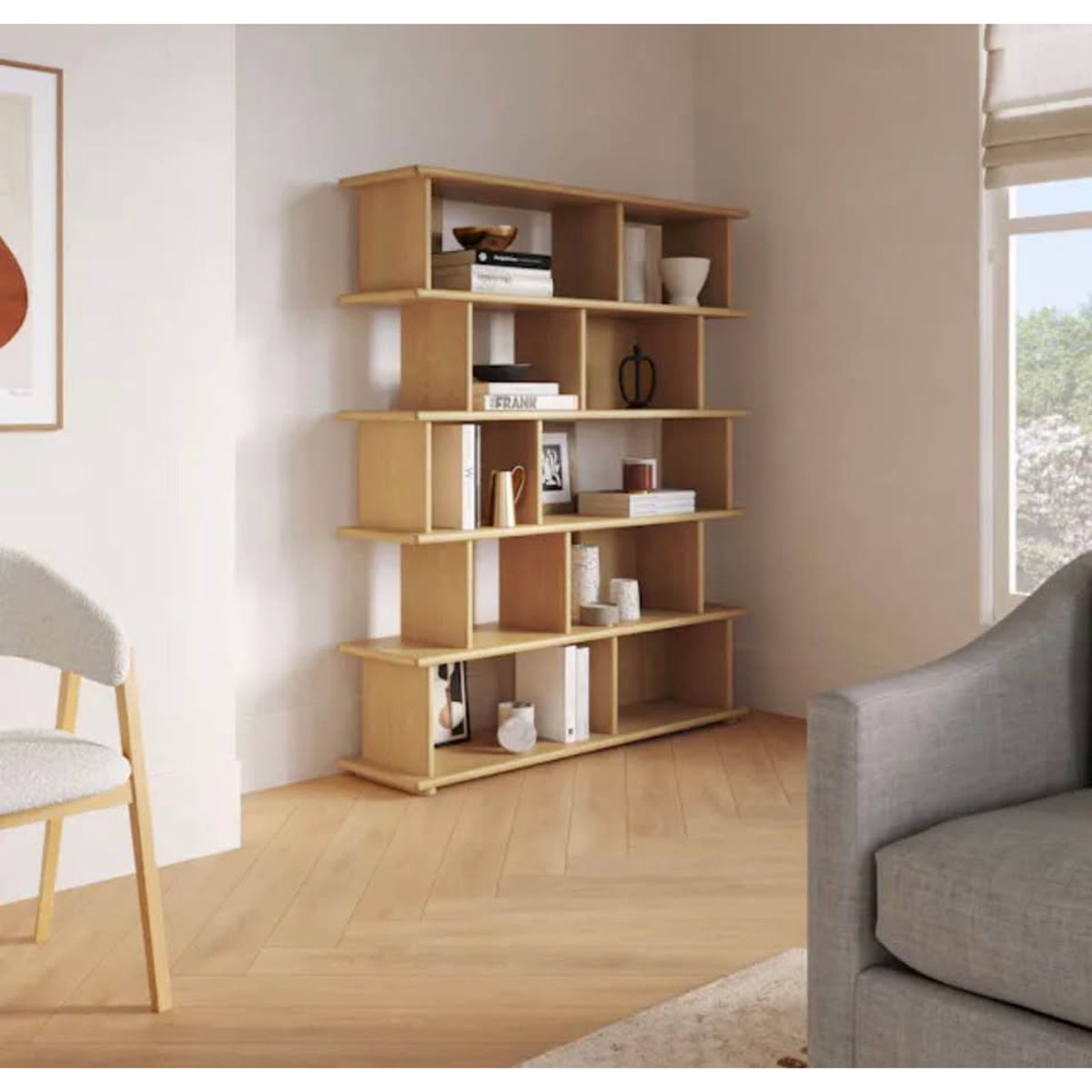 Article Lafora Solid Oak Open Shelving Bookcase | Natural Wood Storage Display Shelf Delivery