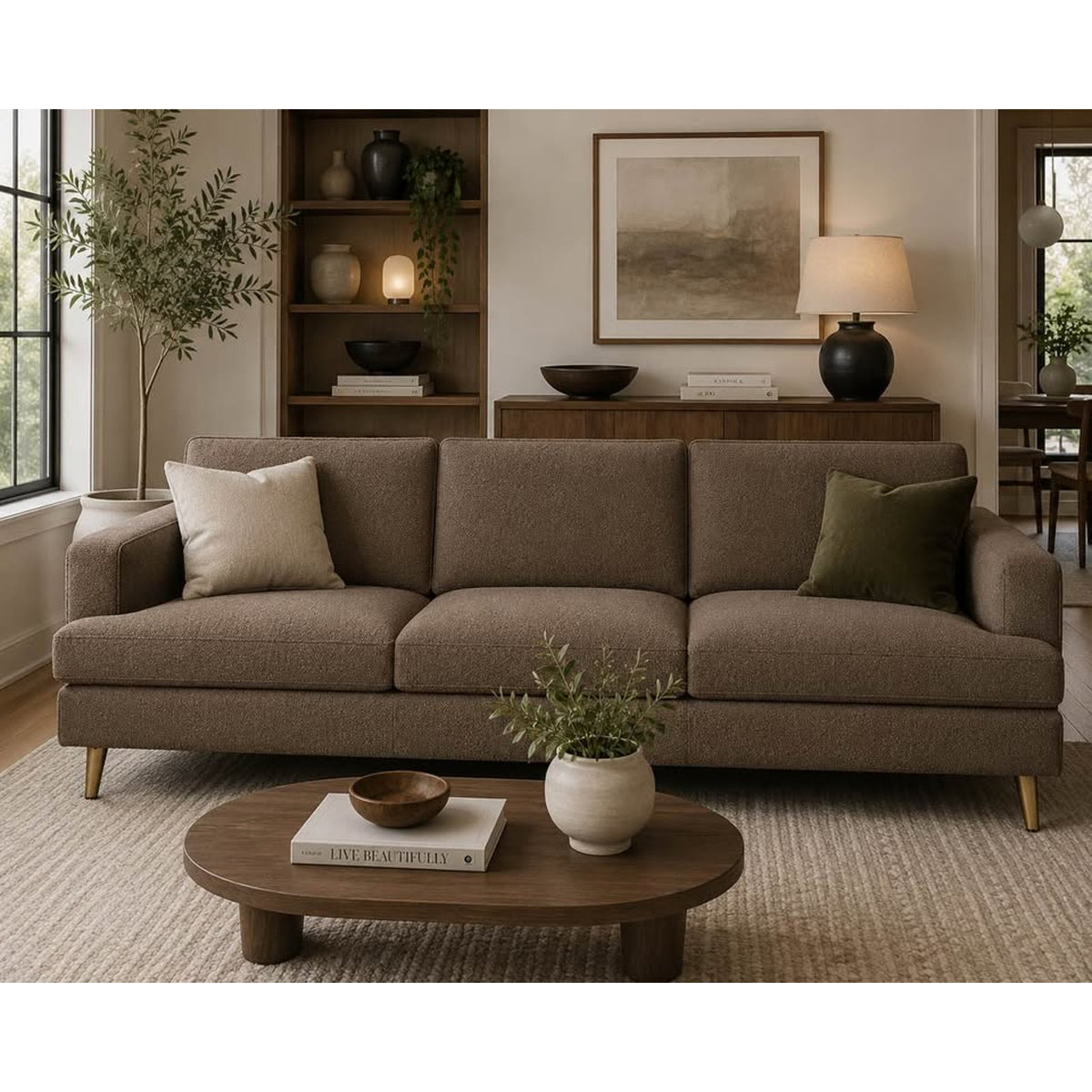Albany Park Lido Sofa | Hazelnut Performance Bouclé | 86” Delivery Available