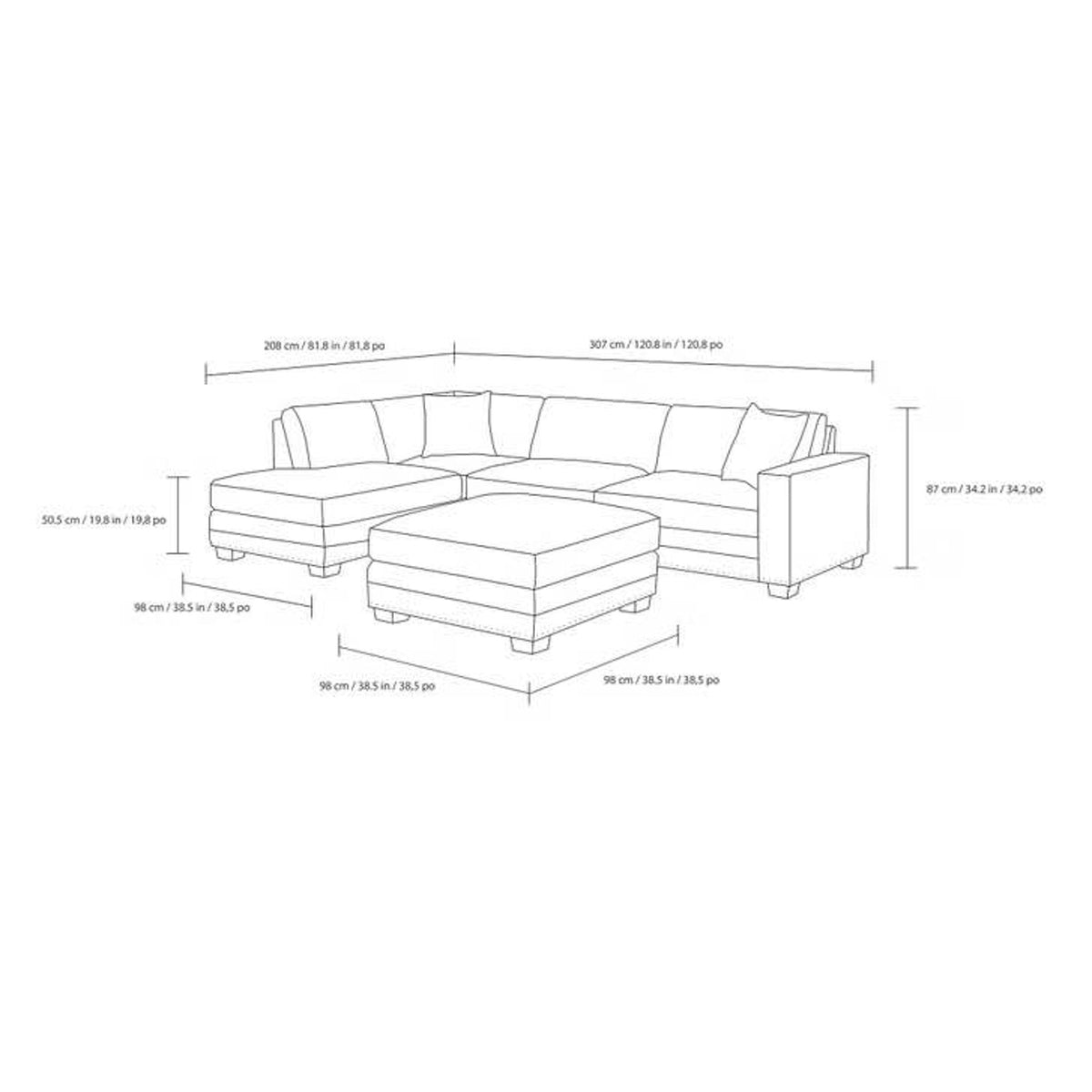 New open-box Costco Penelope Fabric Sectional with Ottoman in Gray - Delivery Available