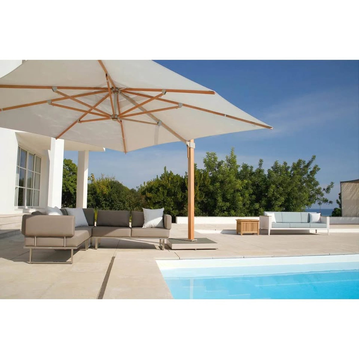New Barlow Tyrie Napoli 13’ Square Cantilever Umbrella $8000+ Retail - See Notes Delivery Available