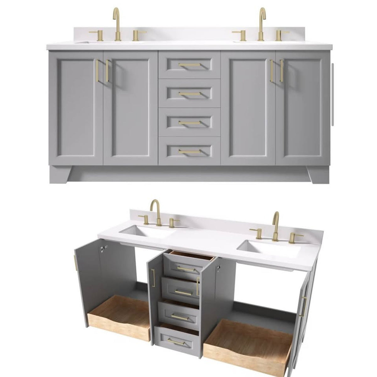 Longshore Tides Freitas 72” Double Bathroom Vanity | Gray | White Quartz Top | Delivery Available