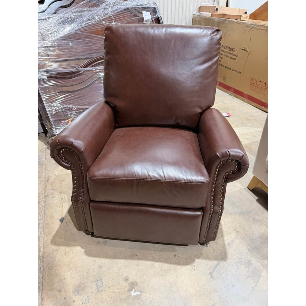 Traditional Push-Back Recliner – Brown Faux Leather – New Open Box - Delivery Available