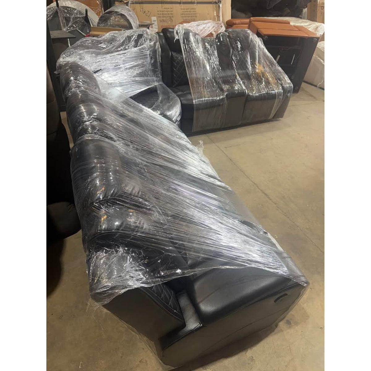 New Ivy Bronx 3-Piece Power Reclining Sectional – Black – Faux Leather - Delivery Available