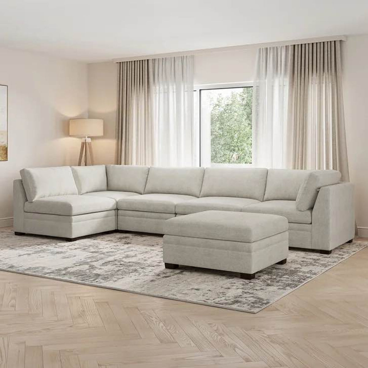 Thomasville Tisdale 6-Piece Modular Sectional Sofa w/ Storage Ottoman - Taupe Costco Sectional