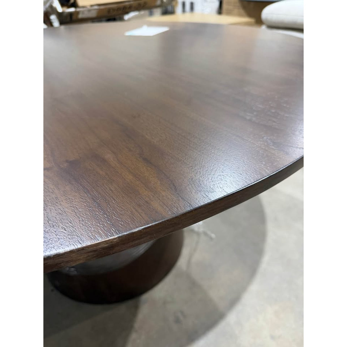 52” Round Walnut Pedestal Dining Table – New Open Box – Modern Design - Delivery Available