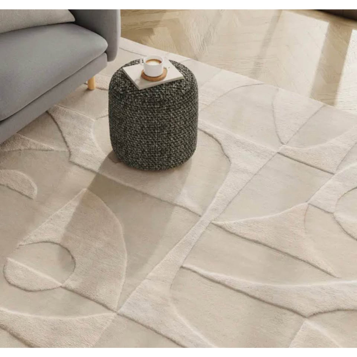 Article | 8x10 Handwoven Wool Rug + Rug Pad Bundle | Fraya - Textured Ivory | Delivery Available