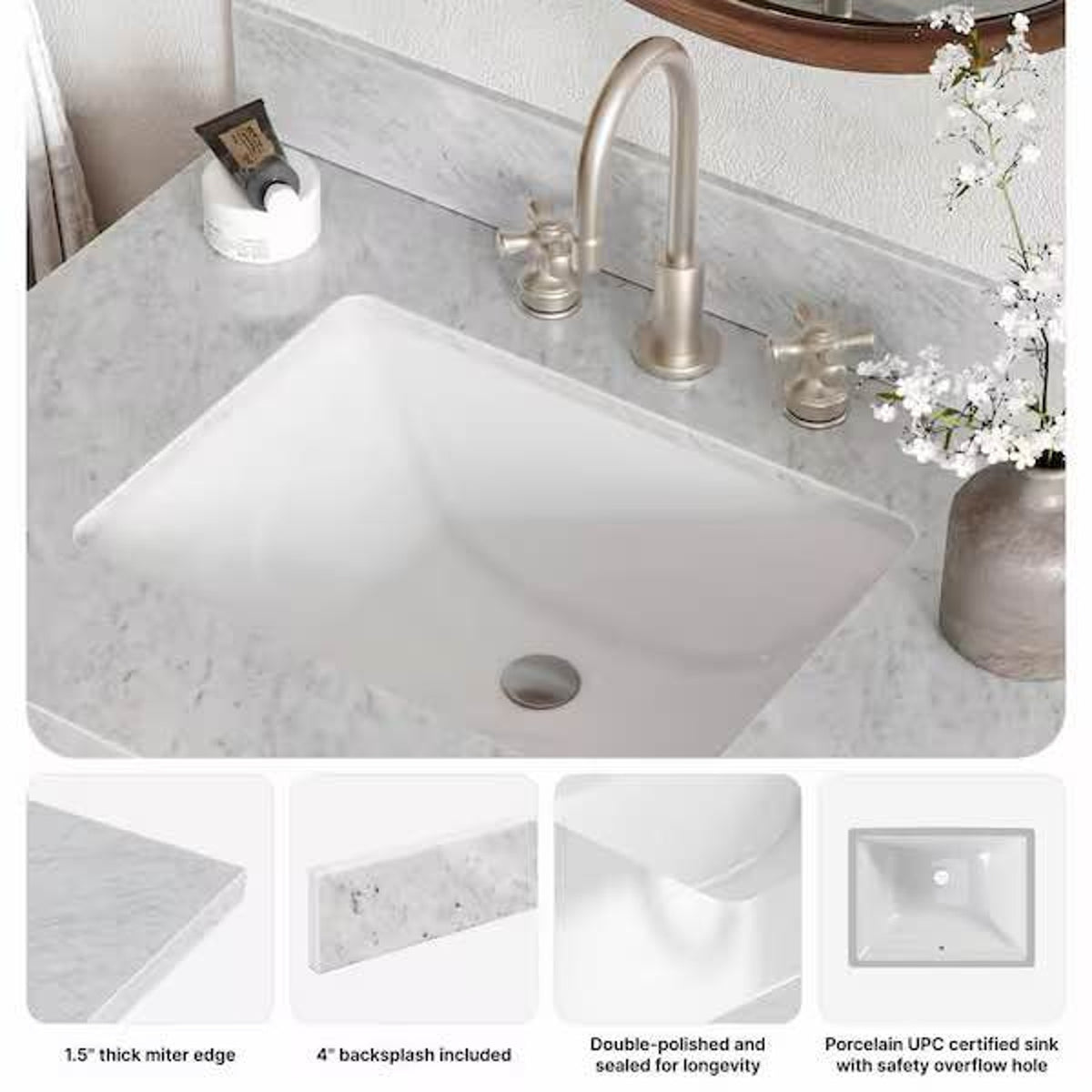 New 72” Double Sink Bathroom Vanity –White Base $2,289 Retail – Open Box – Delivery Available