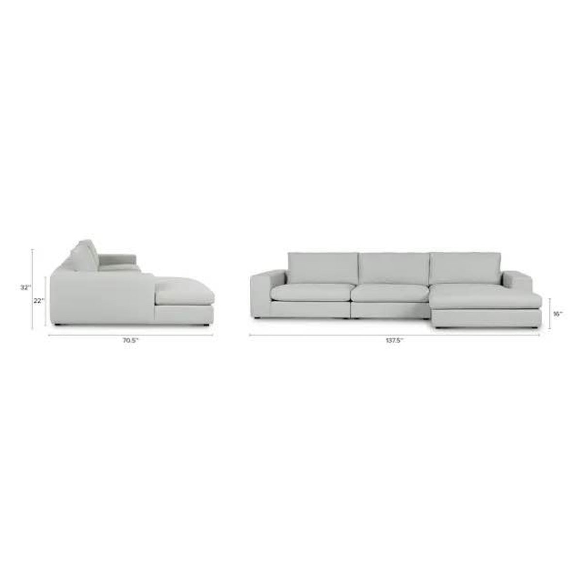 Article Beta 137.5” Right Modular Chaise Sectional – Welsh Gray – $2,799 Retail – Delivery Available