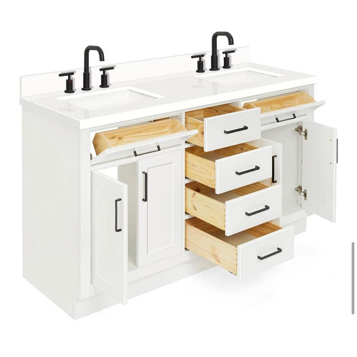 New White 60” Solid Wood Double Vanity – $3,975 Retail – Delivery Available