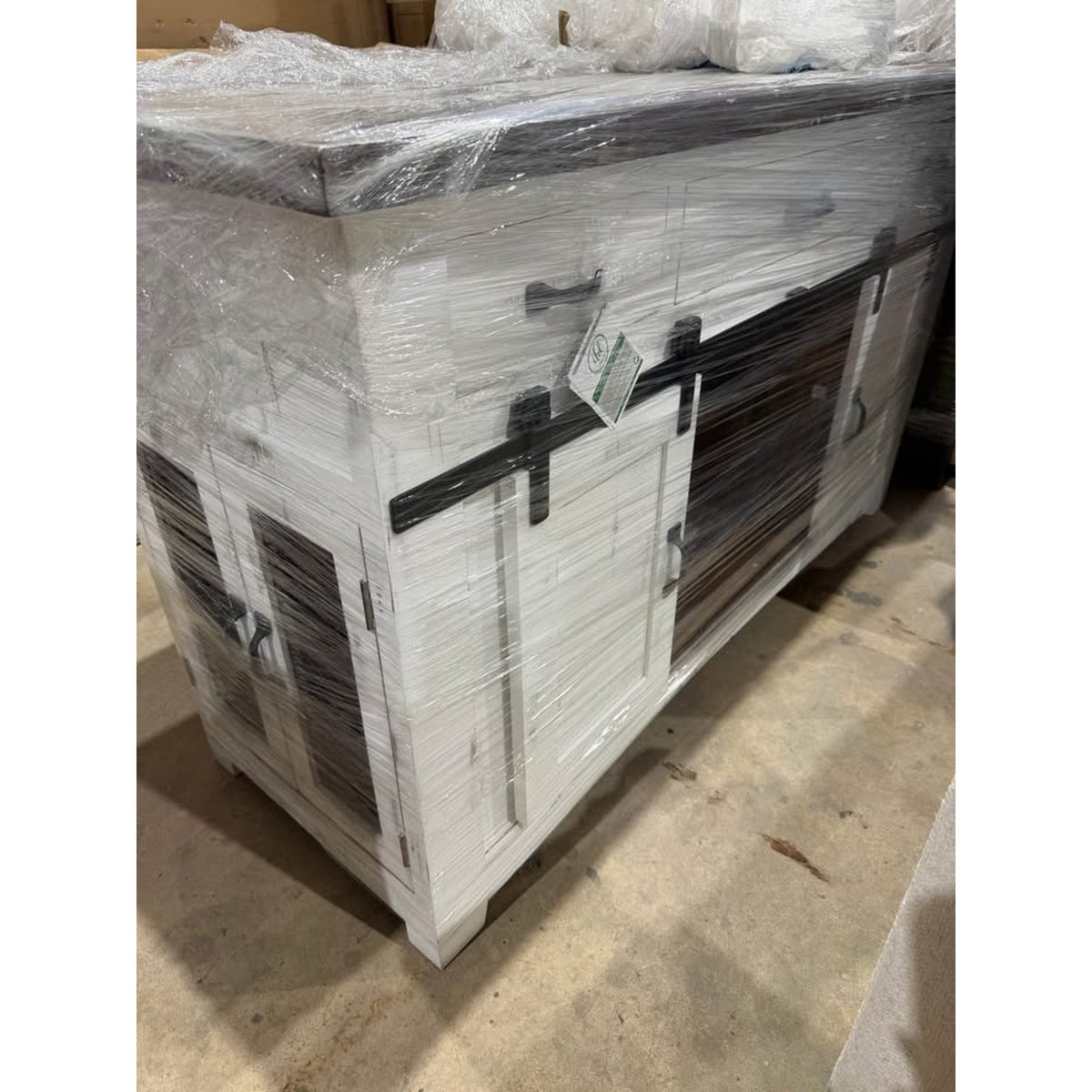 Large Farmhouse Kitchen Island with Sliding Barn Doors & Storage - Delivery Available