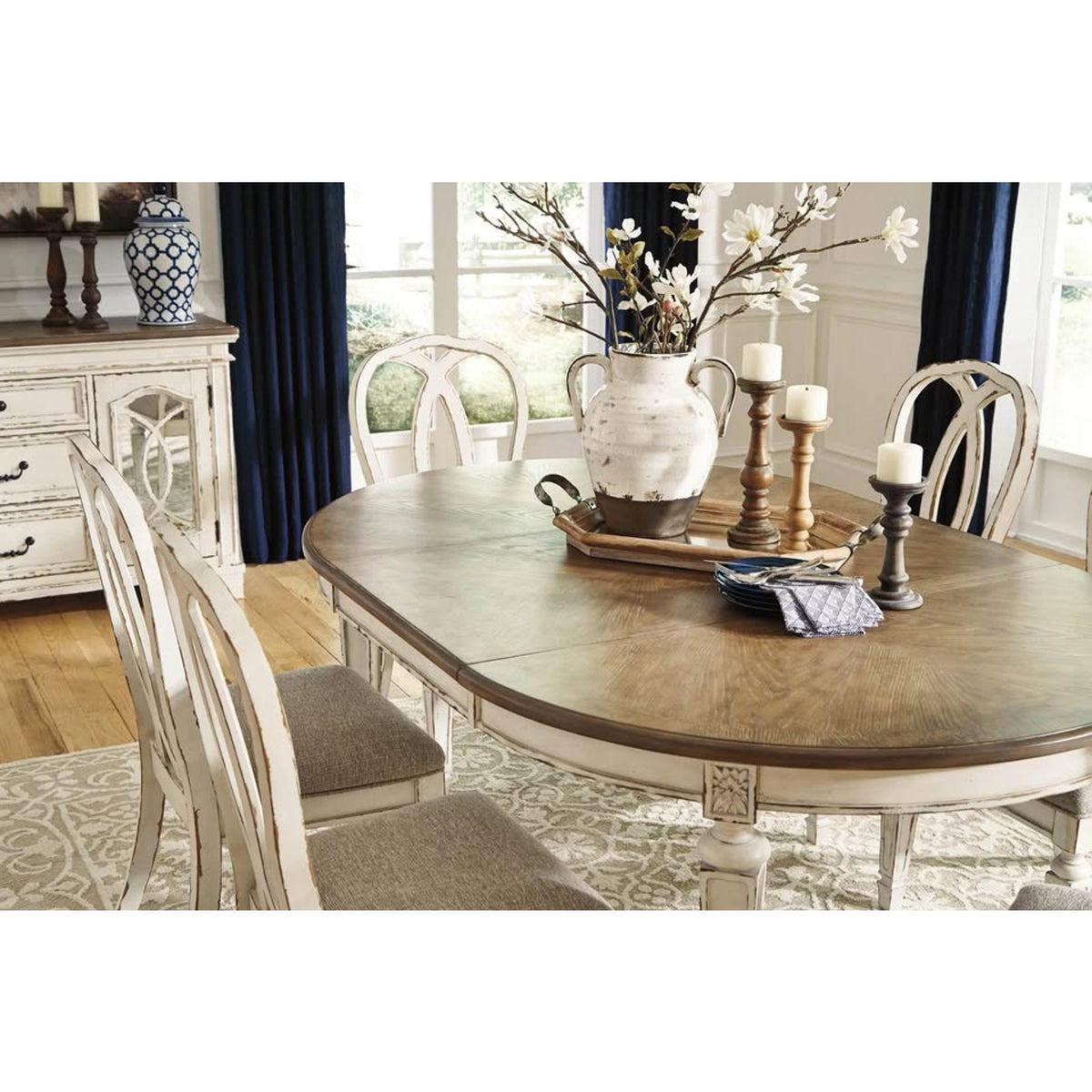 New Ashley Realyn Extendable Dining Table | 48”-72” Round to Oval | Delivery Available