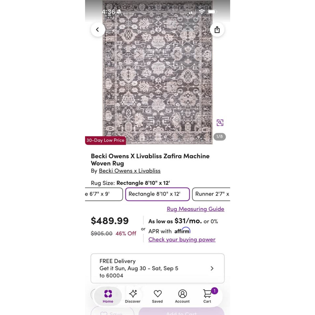 New Becki Owens x Livabliss Zafira 8’10” × 12’ Area Rug – New Open Box - Delivery Available