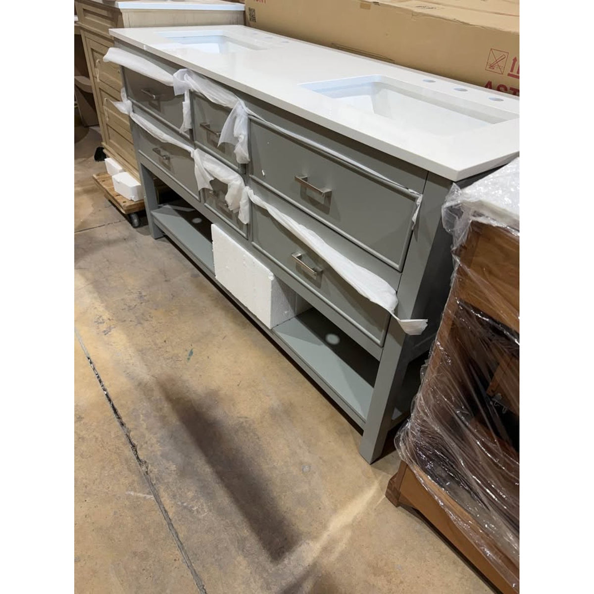 60” Gray Double-Sink Bathroom Vanity – Approx. $1,700 Retail – Delivery Available