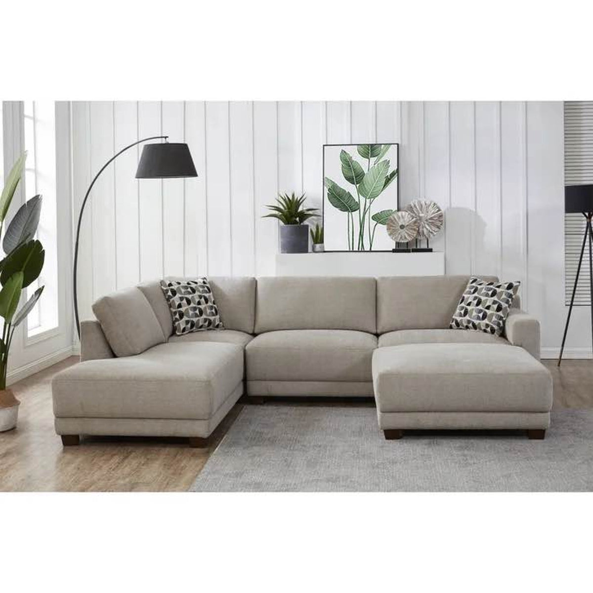 Costco Raylin Fabric Sectional with Ottoman | Light Gray Chaise Sectional Sofa Delivery Available