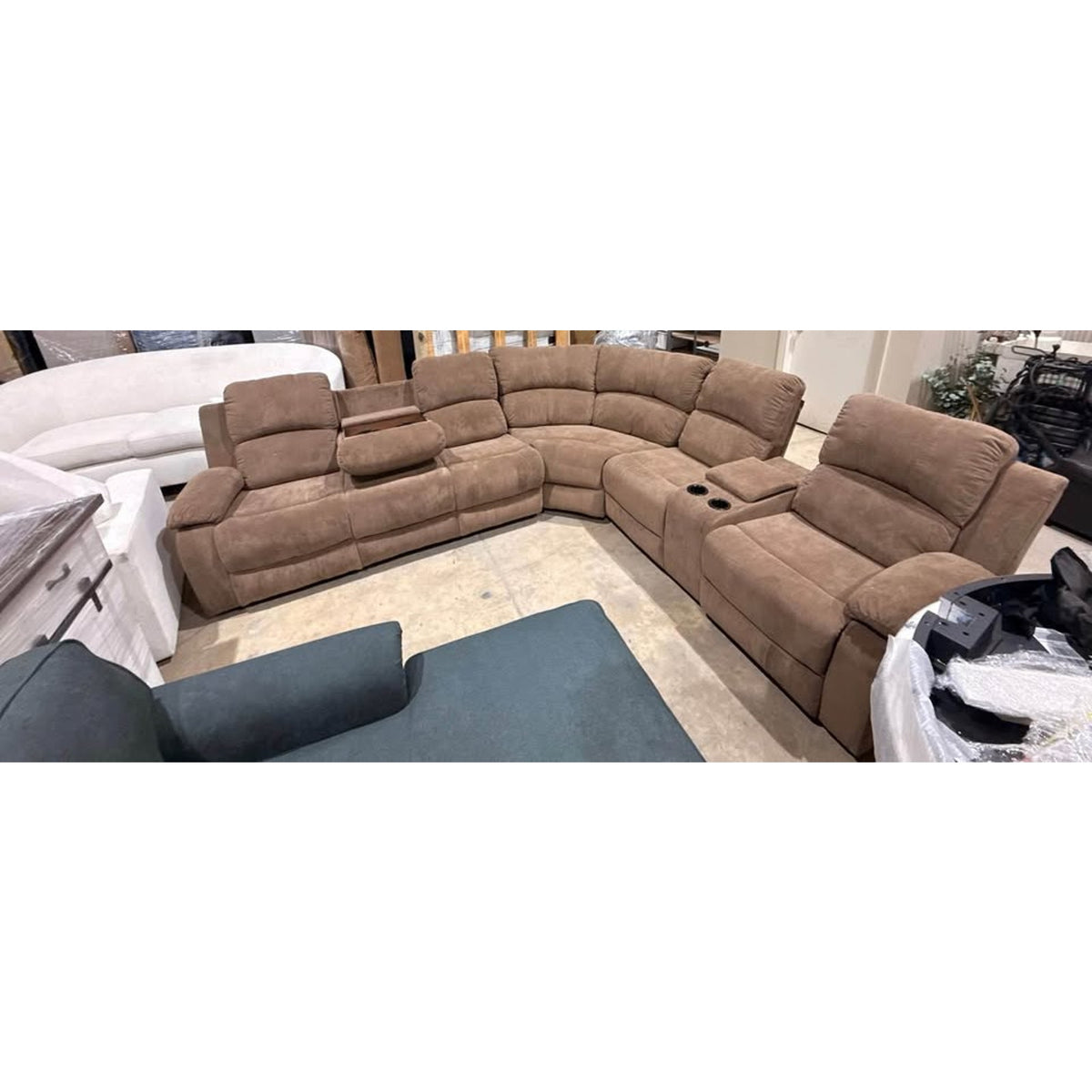 Brown Reclining Sectional with Storage Consoles | 3pcs New Open Box - Delivery Available