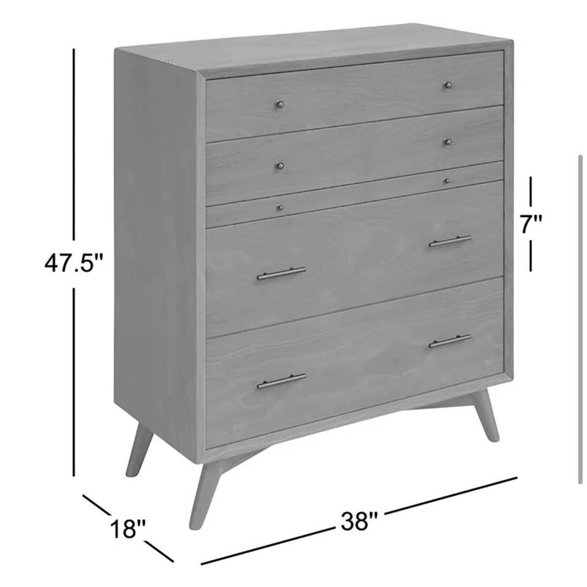 New All modern 38” Black Solid Wood 4-Drawer Chest – $1,149 Retail – Open Box - Delivery Available