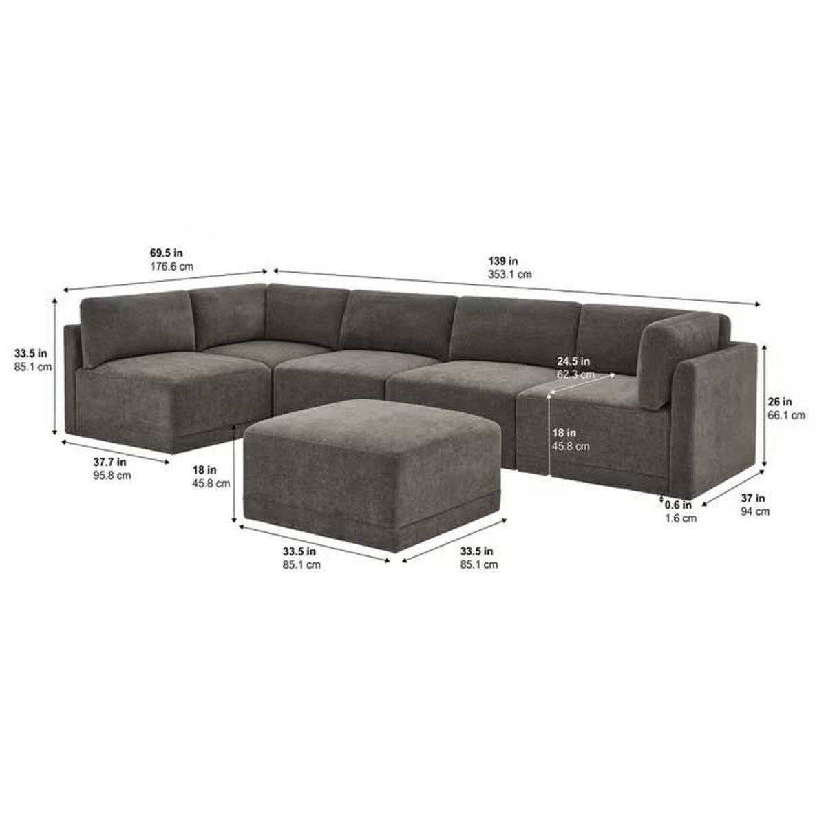 New Thomasville Fallon 6-Piece Modular Sectional – Gray – $1,699 Costco Retail - Delivery Available