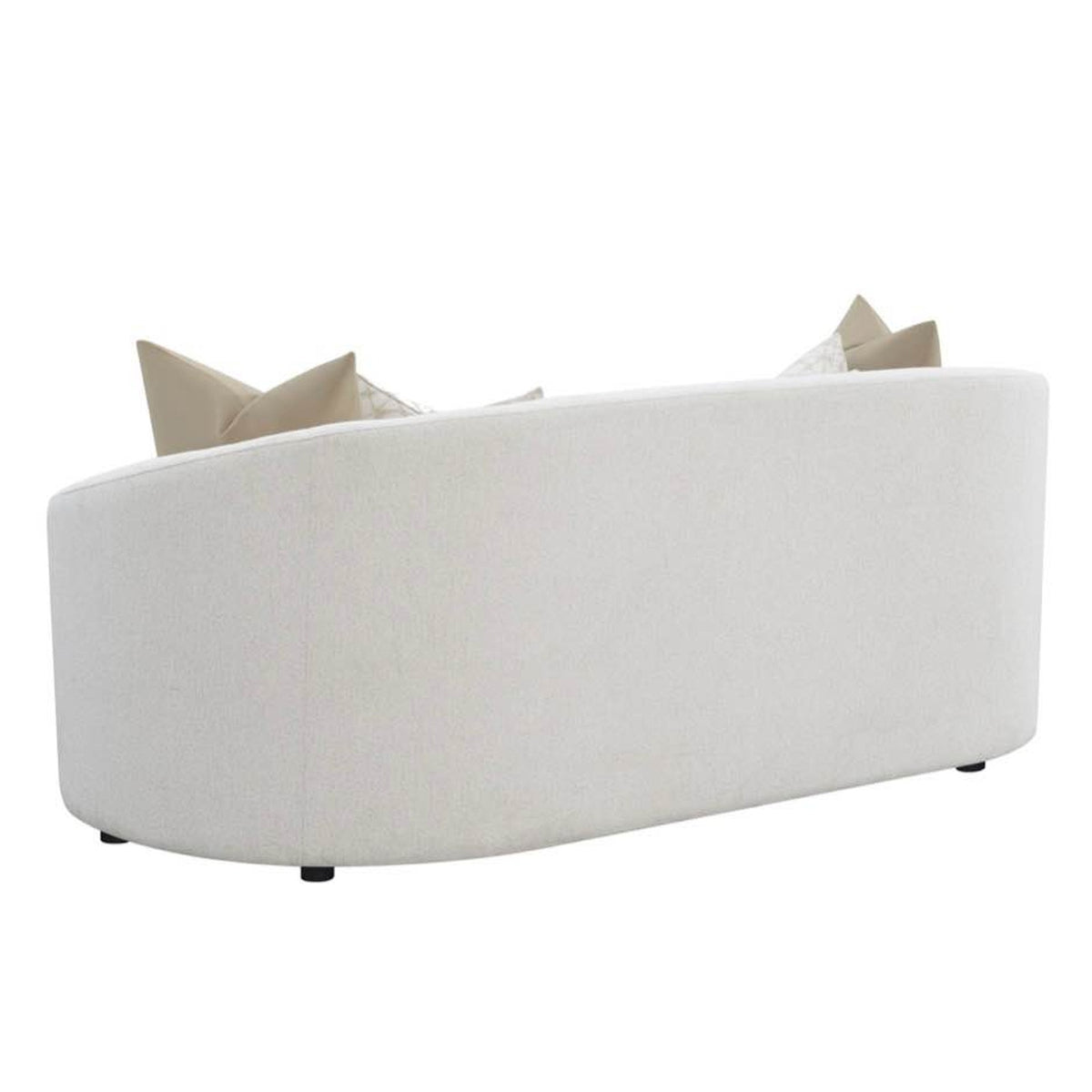 New Curved Bouclé Sofa – 88.5” Modern Cream Sofa w/ Accent Pillows - Delivery Available