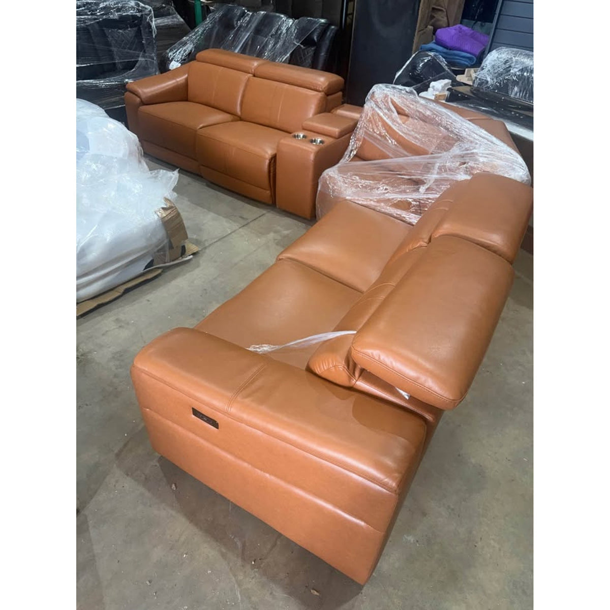 6-Piece Caramel Power Reclining Modular Sectional – Adjustable Headrests – Delivery Available