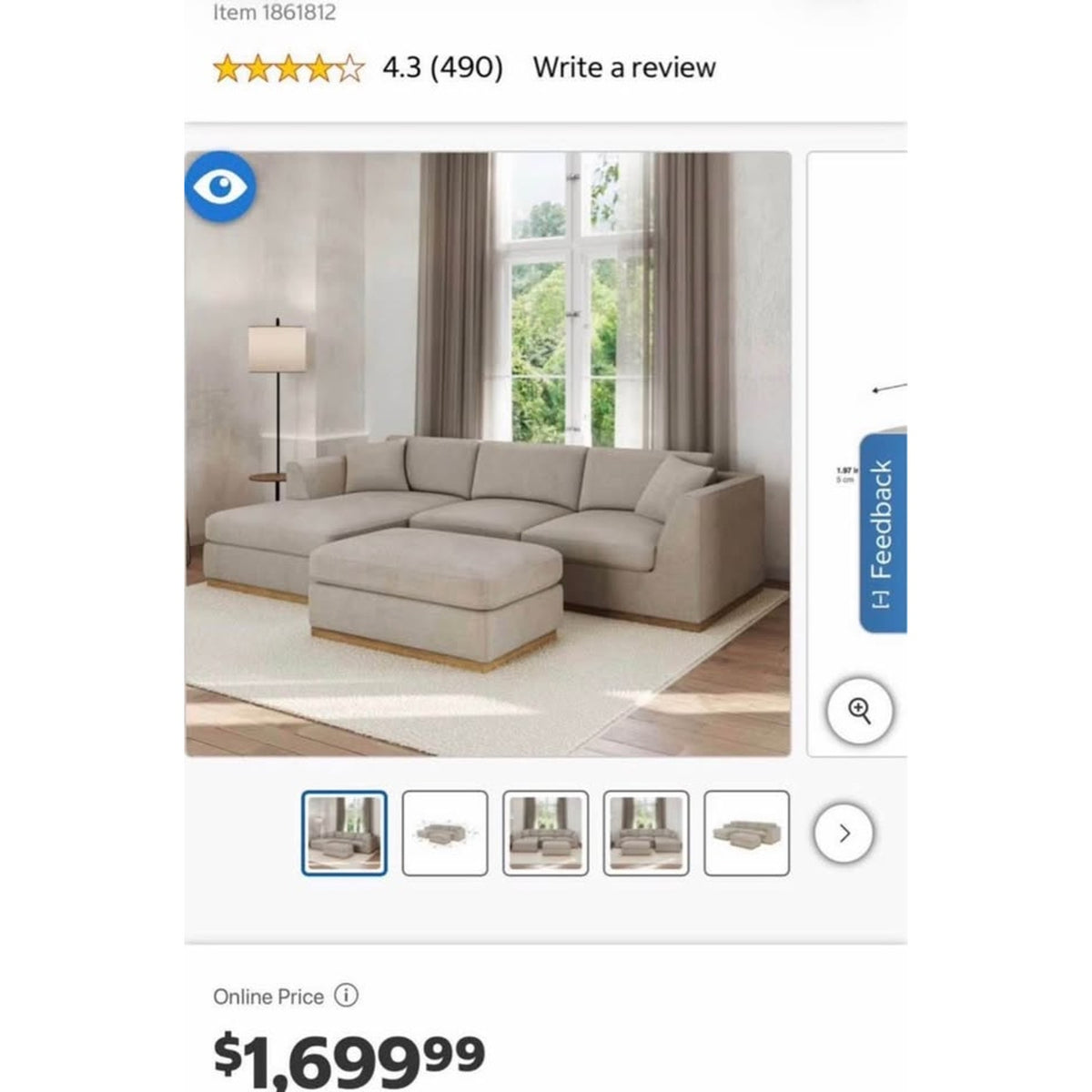 New Henredon Caley Reversible Sofa Chaise with Ottoman - $1699 Retail “open box” Delivery Available