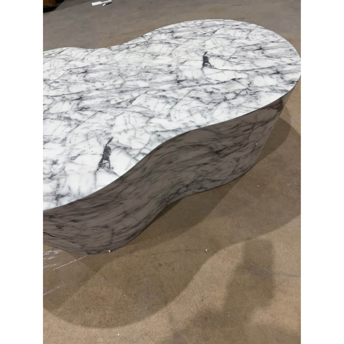 59” Sculptural Cloud Coffee Table | Faux Marble Waterfall Design | Retail $1,299 Delivery Available