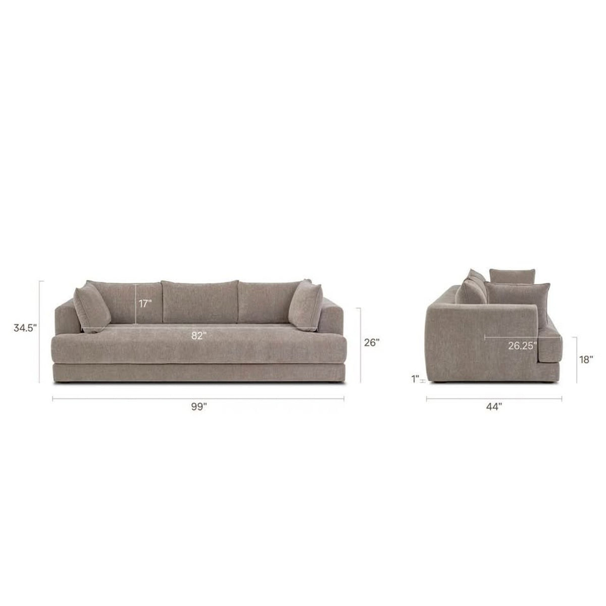Beautiful New Poly & Bark 99” Sofa – $1,874 Retail – Taupe Fabric - Open Box – Delivery Available