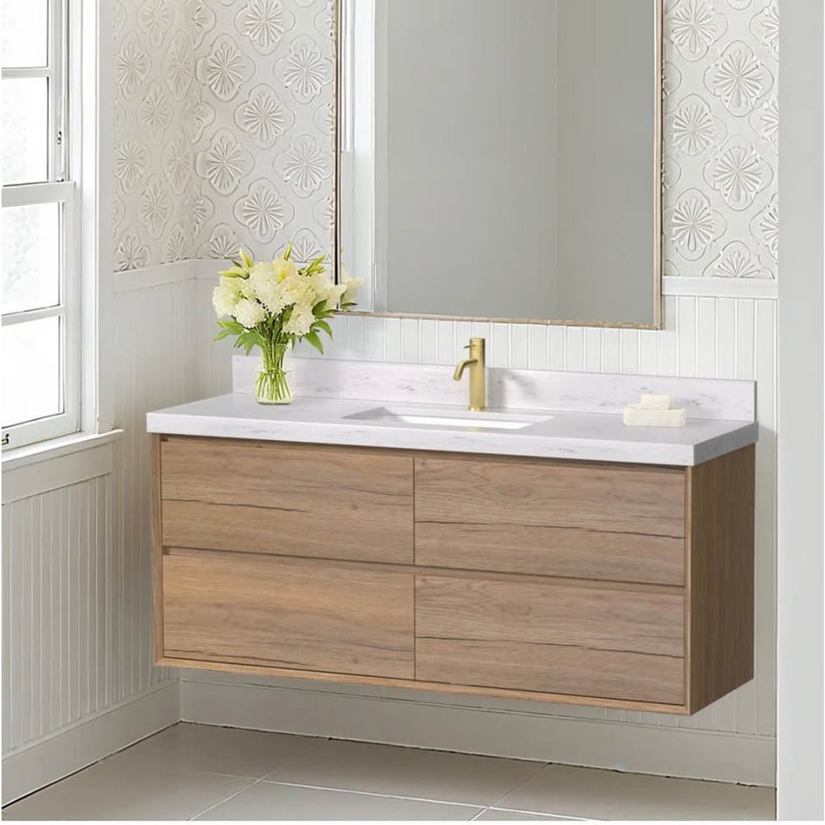 Brand New 48” Floating Vanity with Top & Sink - $1099 Retail - Oak & White - Delivery Available