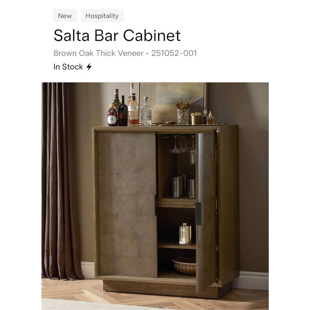 Four Hands Salta Bar Cabinet – $3,999 Retail – Delivery Available