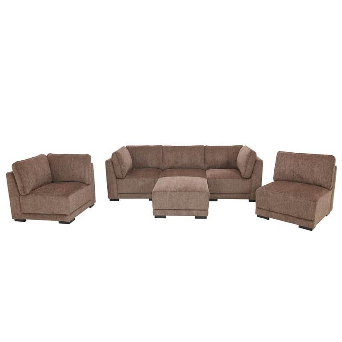 New open-box Costco Belize 6-Piece Fabric Modular Sectional in Brown - Delivery Available