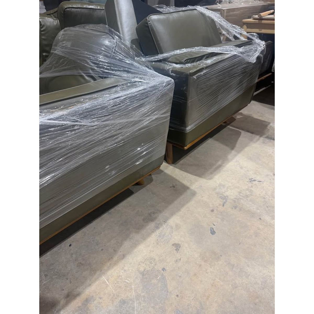 New 84” Vegan Leather Sofa – Olive Green - George Oliver Reeves - MCM - Delivery Available