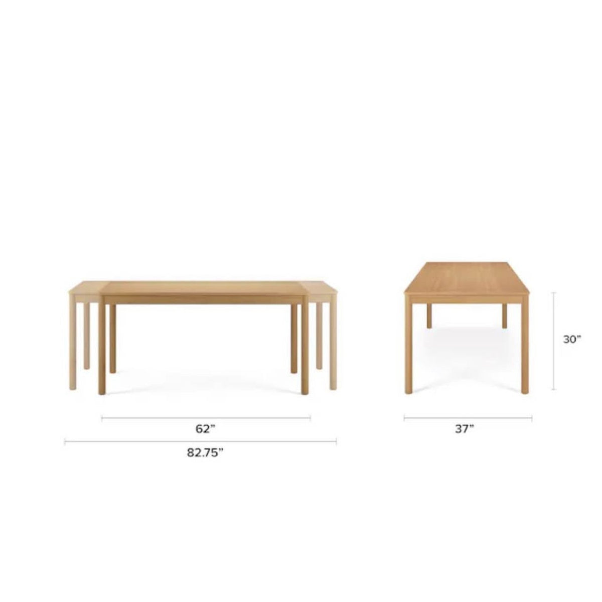 Article Heidi 62”–82.75” Extendable Dining Table – White Oak Open Box $900 Retail Delivery Available