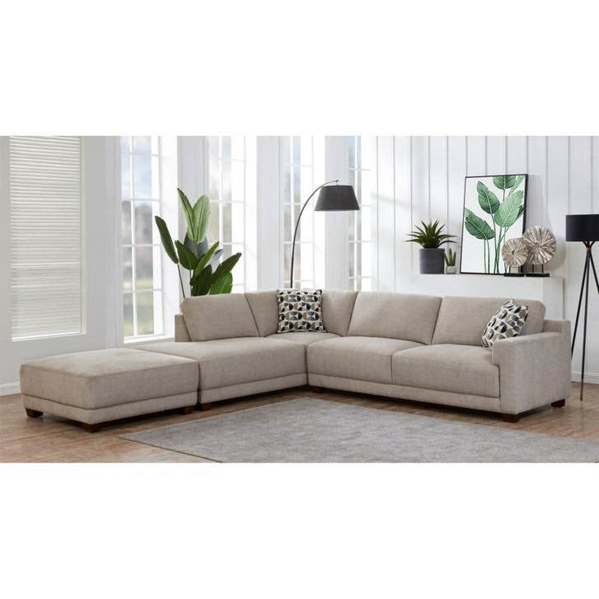 Costco Raylin Fabric Sectional with Ottoman | Light Gray Chaise Sectional Sofa Delivery Available