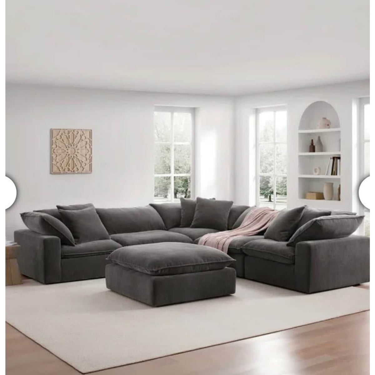Sereen 6-Piece Modular Sectional Sofa | Dark Gray | Oversized Deep Seat Cloud Style Couch