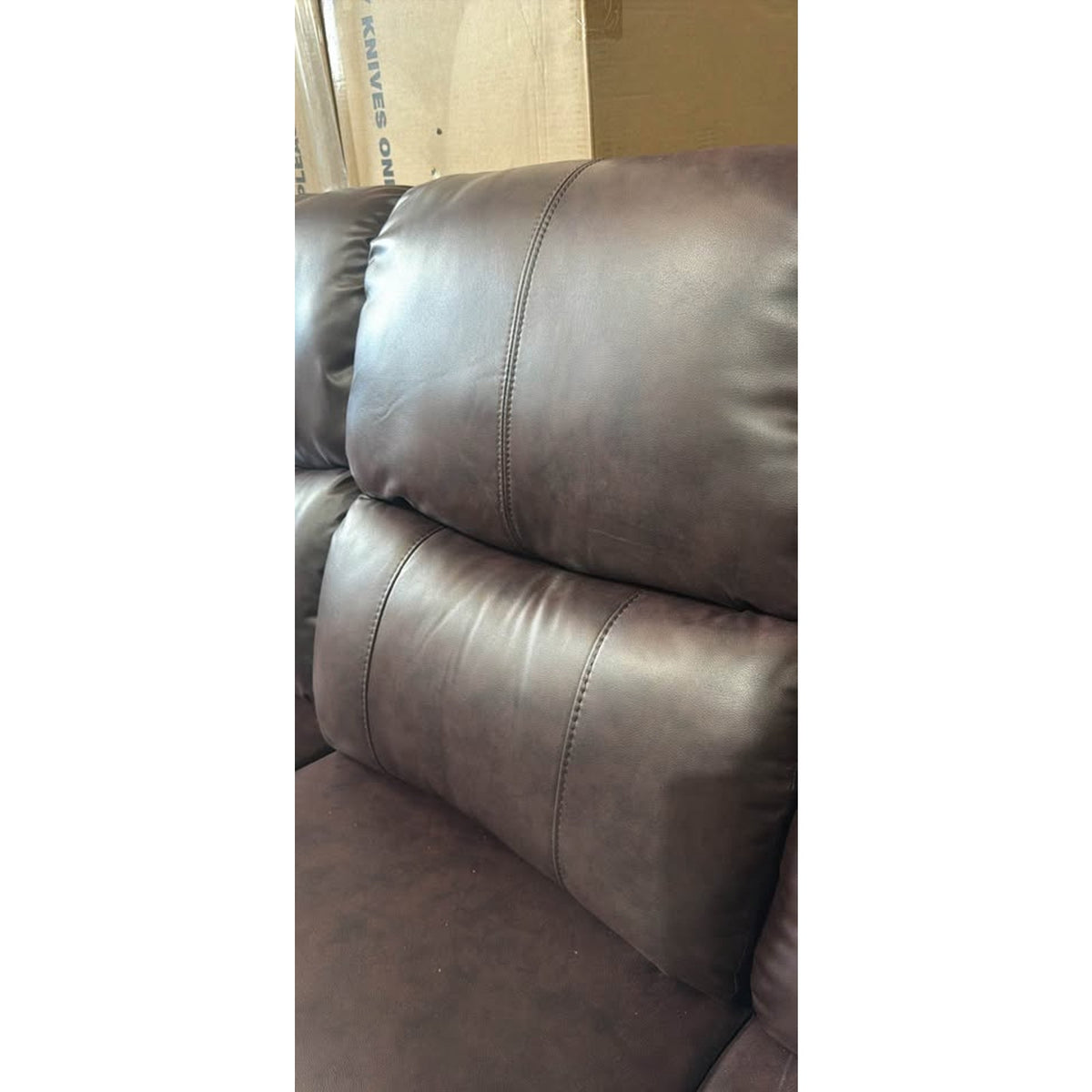 79” Manual Reclining Sofa Faux Leather Brown – $1,030 Retail – Open Box – Delivery Available