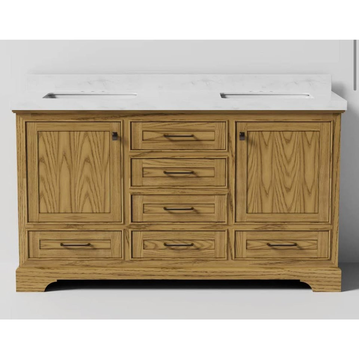 New 60” Double Sink Bathroom Vanity w/ White Stone Top – Open Box - Delivery Available