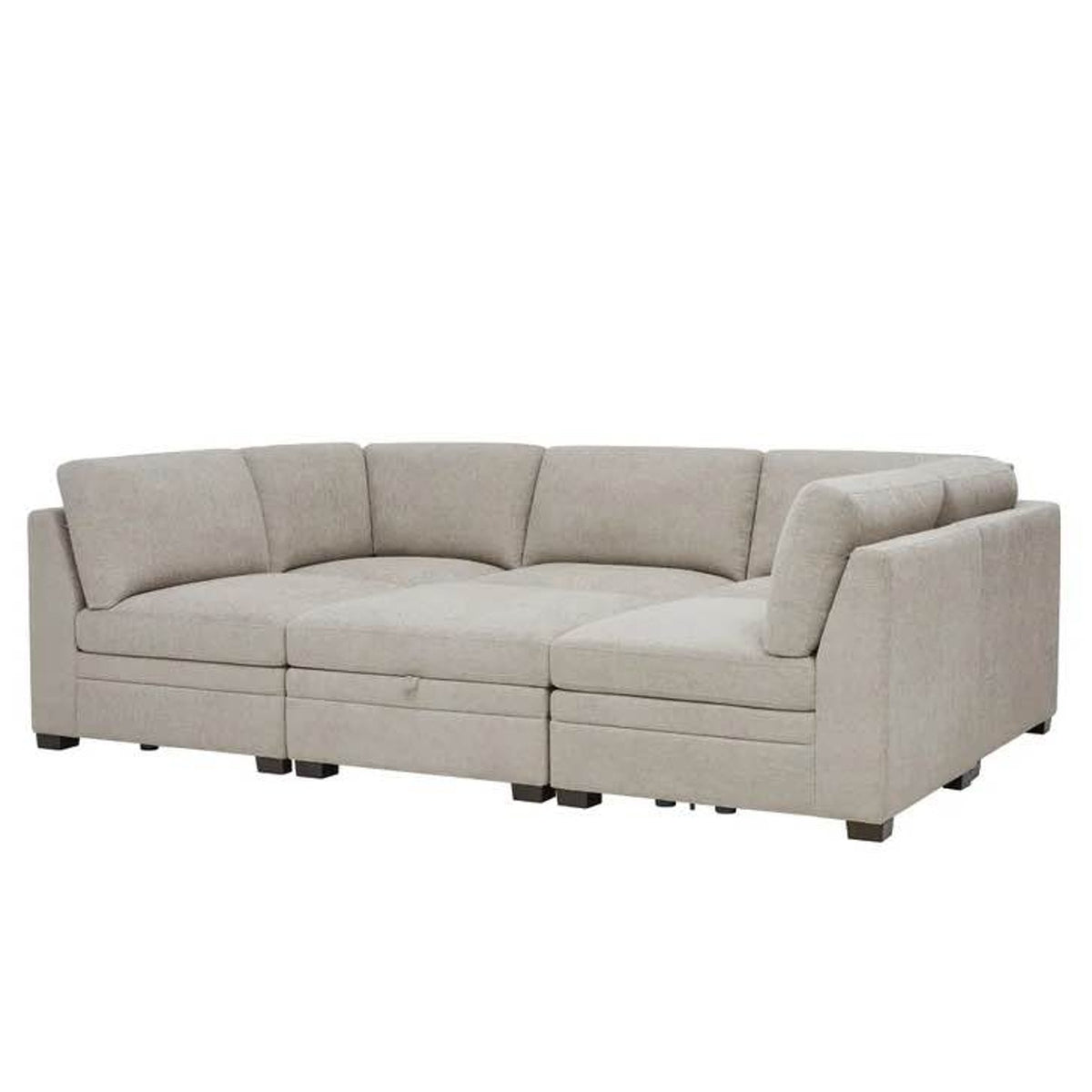 Thomasville Tisdale 6-Piece Modular Sectional Sofa w/ Storage Ottoman - Taupe Costco Sectional