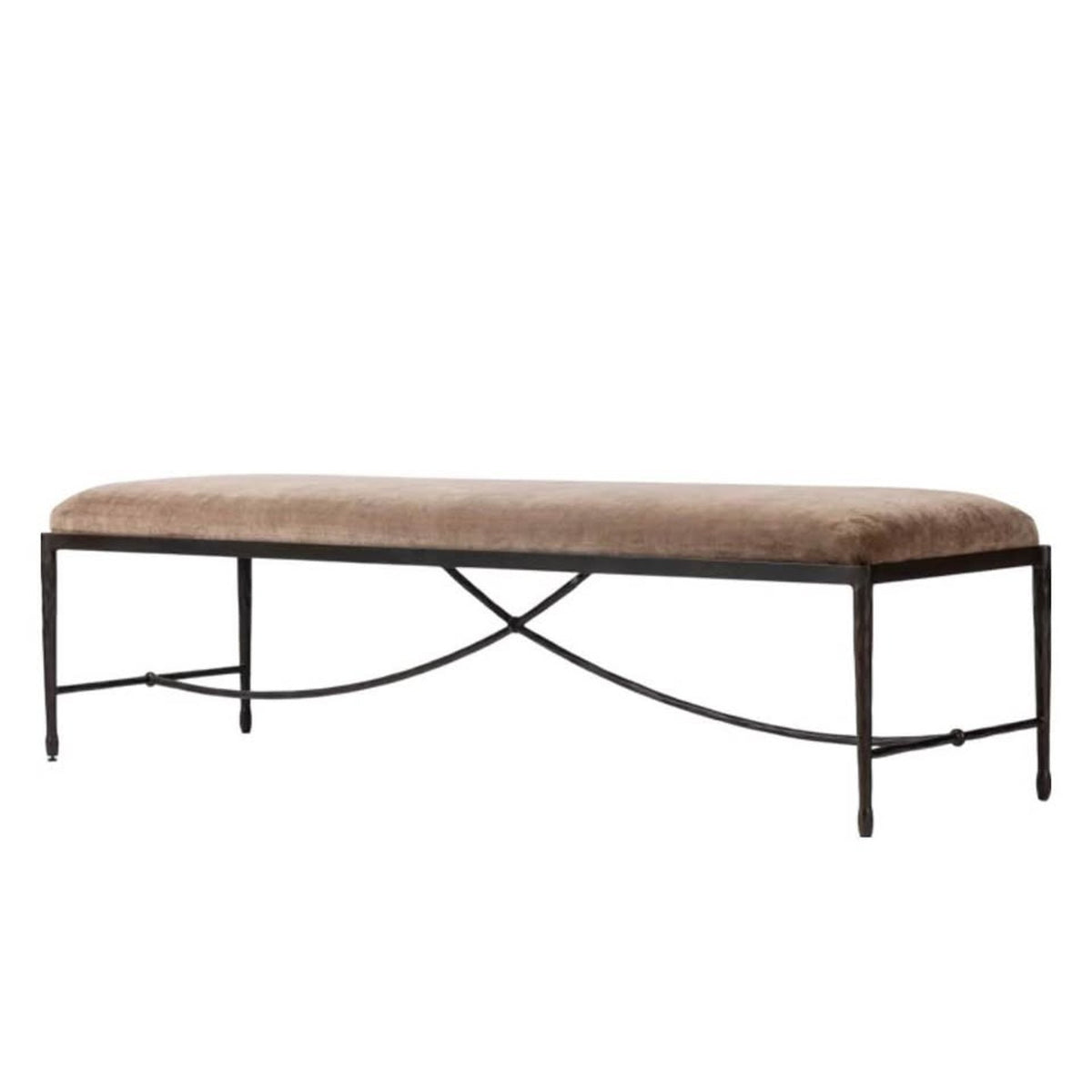 Four Hands Jade Upholstered Accent Bench – Altair Mushroom – New Open Box - Delivery Available
