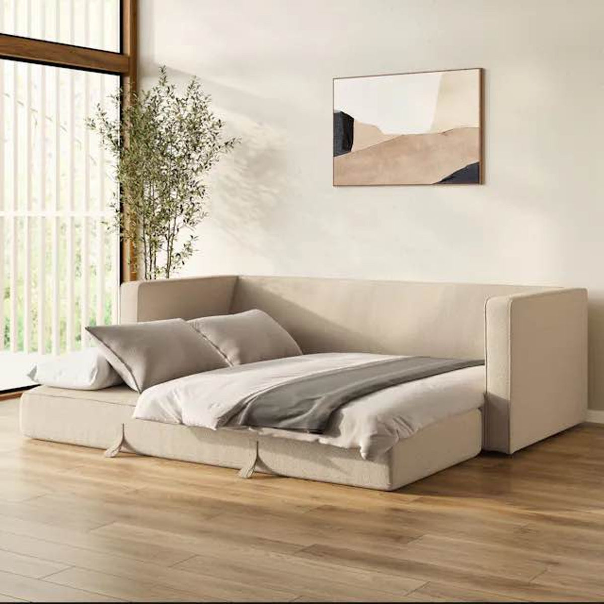 New Article Sven 88” Tufted Sofa Bed – Ratine Buff – $1,599 Retail – Open Box - Delivery Available
