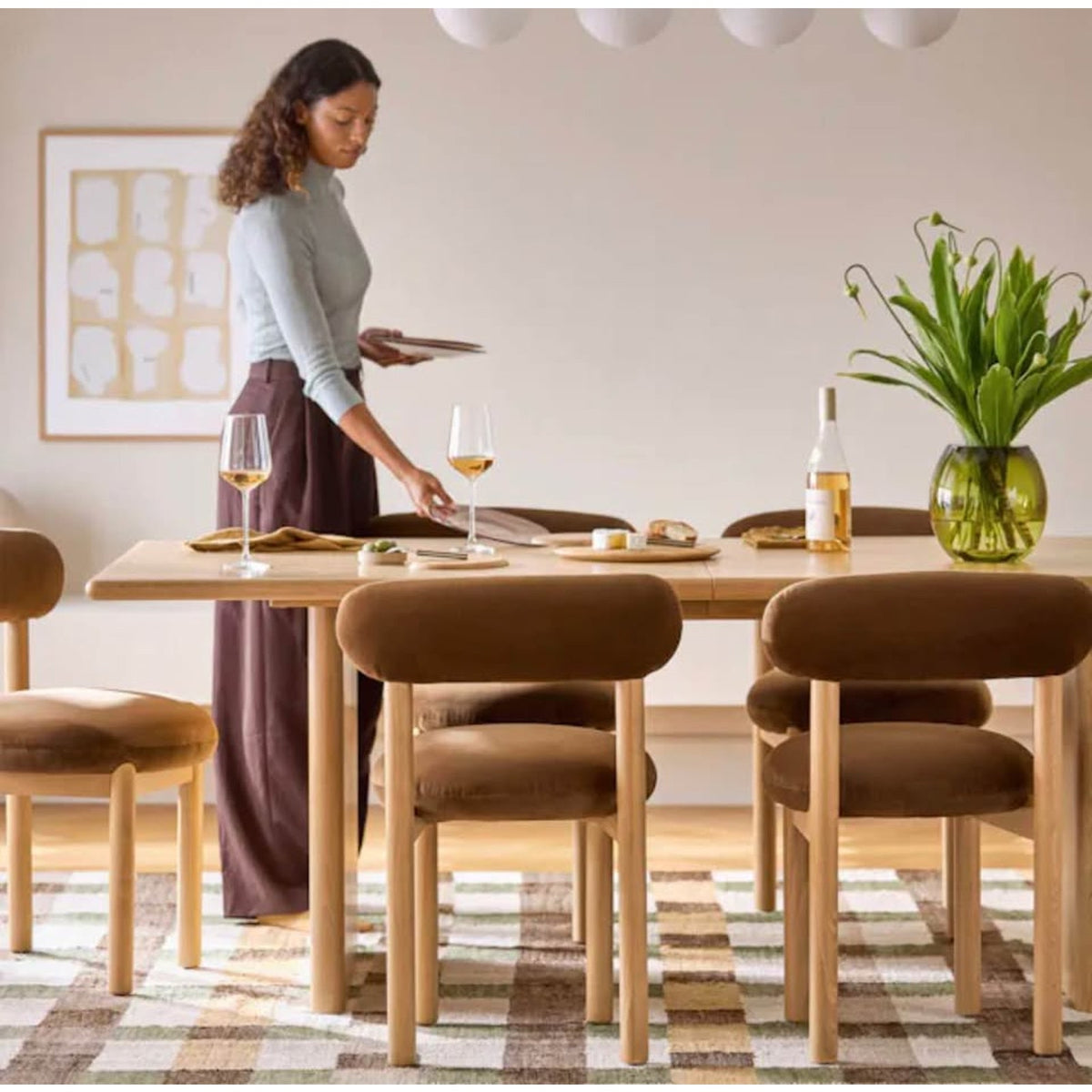 Set of 2 Article Munk Velvet Dining Chairs – White Oak & Hale Earth - Open Box - Delivery Available