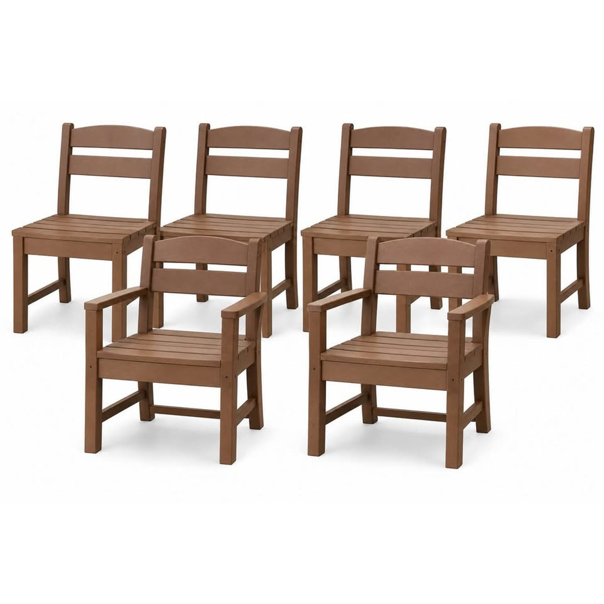 New POLYWOOD Lakeside 6-Piece Outdoor Dining Chair Set – Teak – Bring Your Own Table!