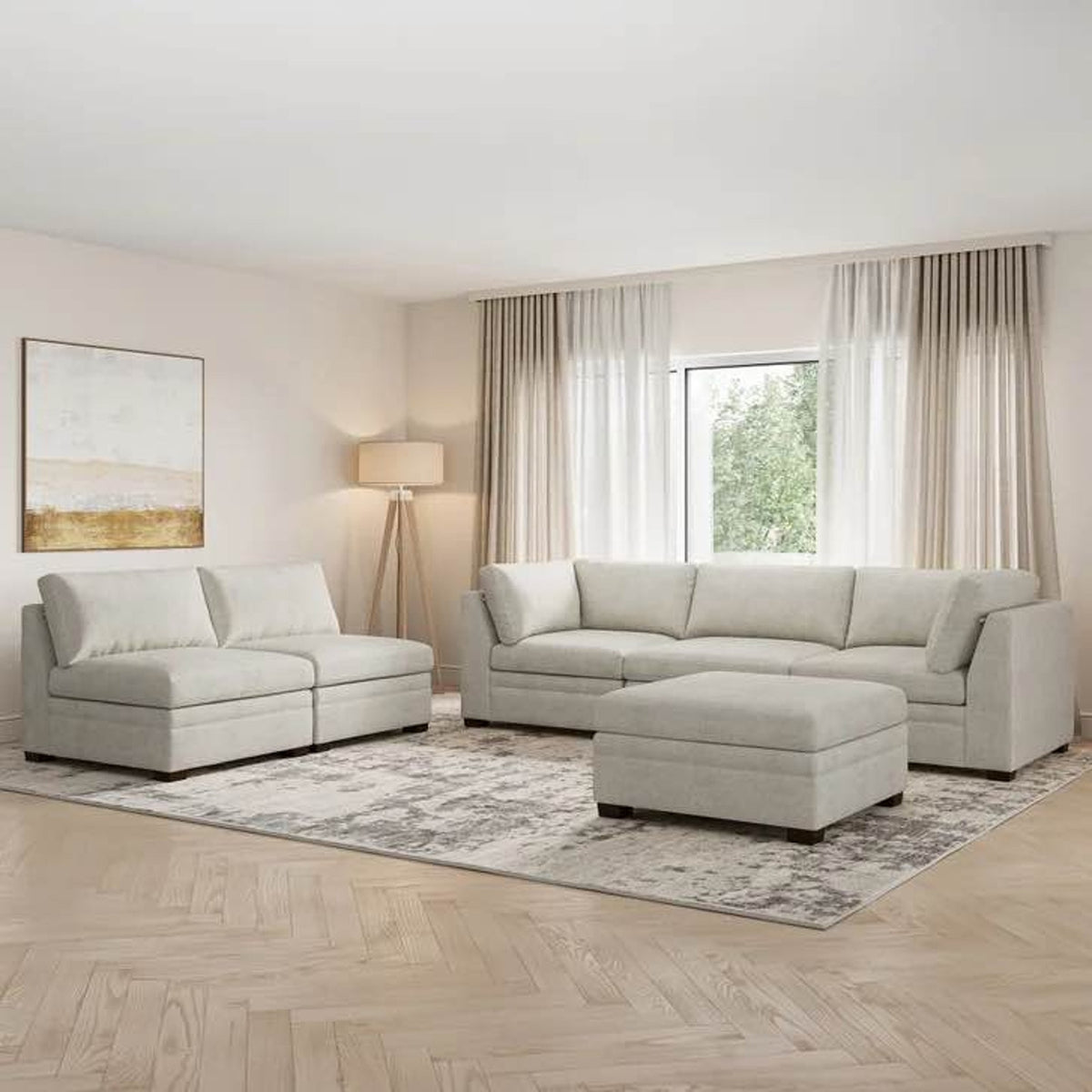 Thomasville Tisdale 6-Piece Modular Sectional Sofa w/ Storage Ottoman - Taupe Costco Sectional
